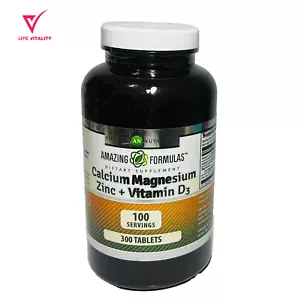 Calcium Magnesium Zinc + Vitamin D3 100 servings 300 Tablets Amazing Formulas - Picture 1 of 3