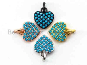 Colgante/dije en forma de corazón turquesa micro pavé circonita cúbica - Imagen 1 de 6