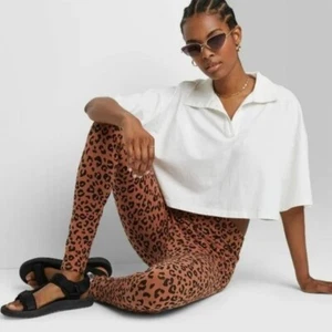 Wild Fable Leopard Print Leggings High Rise Full Length Womens Size XS - Picture 1 of 5