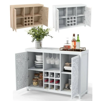 Home Wine Bar Cabinet Kitchen Buffet Sideboard w/ 2 Door & Shelves Wine Storage - Image 1 of 4