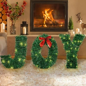 JOICEE Christmas Joy Yard Sign Decoration, Lighted Red and White Joy Christmas - Picture 1 of 7