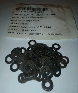 QTY 100 - NAS1149C0432B FLAT WASHERS, 5310014208860, NEW, FREE SHIPPING - Picture 1 of 3