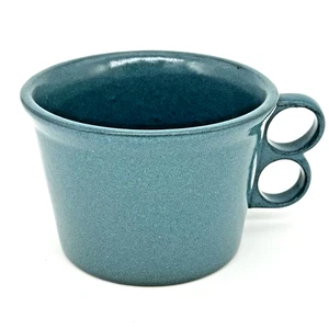 VTG Bennington Potters Large Teal Blue Double Trigger Handle Stoneware Mug 1537 - Picture 1 of 8
