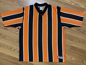 Vintage 90s Nike Team Striped Orange Soccer Jersey Size XL Sports Center Swoosh - Picture 1 of 6