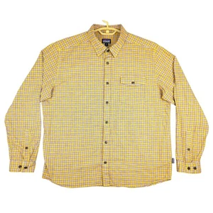 Patagonia Organic Fjord Flannel Long Sleeve Button Up Shirt Men's XL Yellow - Picture 1 of 7