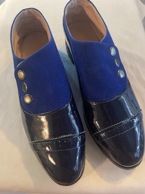 Sapatos masculinos de camurça azul.  Usado nunca usado, excelente estado - Imagem 1 de 4