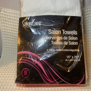 Paquete de 9 toallas de salón blancas 15”x25” cuidado de salón - Imagen 1 de 2