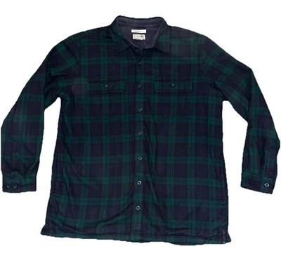 LL Bean флис с подкладкой фланелевая рубашка XL высокий черный часы клетку тяжелый винтажный - Изображение 1 из 4