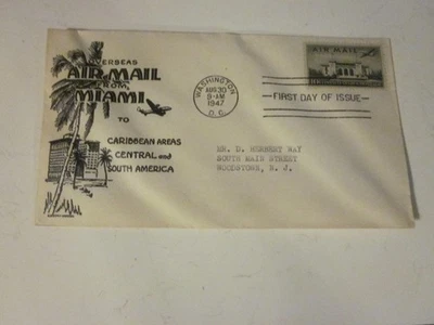 US COVER 1947 PAN AM UNION BLDG DC SCOTTS #C34 C STEPHEN ANDERSON CACHET - Image 1 of 3