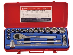 Genius Tools 17 Piece 1/2" Dr. SAE Hand Socket Set - GS-417S - Picture 1 of 1