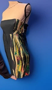 Mint Strapless Abstract Print Dress XS Tube Dress Artsy Painterly Evening - Picture 1 of 3
