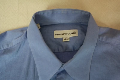 PRONOT UOMO Men’s Blue Pinpoint Oxford Point Collar All Cotton 16 1/2 3435 - Image 1 of 4