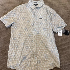 Volcom Modern Fit Men L Sun Viscose Blend Short Sleeve Button Up Pocket NWT - Picture 1 of 5