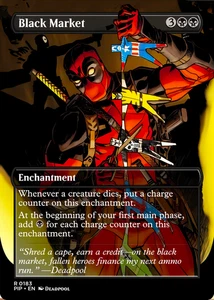 Black Market - Deadpool Foil Custom sticker MTG Marvel Commander - Picture 1 of 1