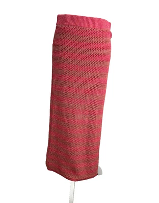 Rag & Bone Pink Stripe Carson Open Knit Midi Skirt Large Fall Beachy Casual Boho - Image 1 of 4