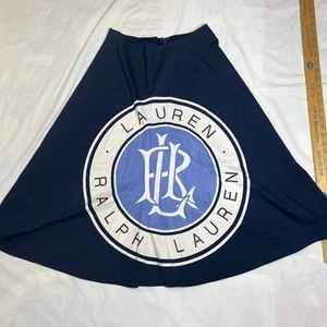 Lauren Ralph Lauren Skirt Size 4 Navy Blue A Line Flare Big Logo Crest New Other - Picture 1 of 24