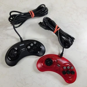 Retro-Bit Official Sega Genesis Controller 6-Button Arcade Pad Clear Red & Black - Picture 1 of 11