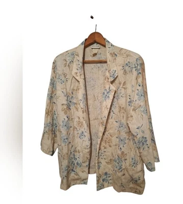 Vintage Alice Stuart Oversized Flax Linen Blend Blazer Ladies 20W Cottagecore - Image 1 of 4