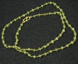 Gold auf 0,925 Sterlingsilber Vermeil zierlich facettiert grüner Peridot Halskette USA - Bild 1 von 4
