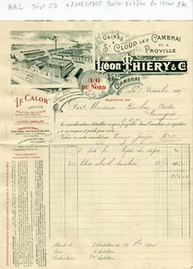 Dépt 59 - Cambrai 3 / 6 Rue du Nord - Belle Entête Secteur de la Chimie de 1905 - Picture 1 of 1