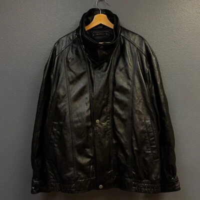 Wilsons XXXL男式黑色皮夹克,带Thinsulate羊毛衬里 — 第 1/4 张图片