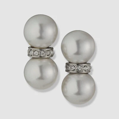 Pendientes para mujer Kenneth Jay Lane enchapados en rodio doble cristal nacarado Foto 1 de 2