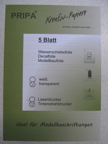 A4 Decalfolie Transfer Decal Wasserschiebefolie  Tinte oder Laser 210 x 297 mm