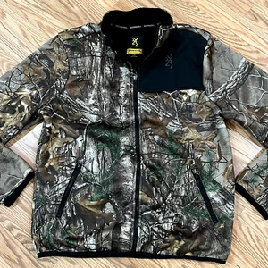 Browning Jacket Mens Large Fleece Lined Realtree Camo Full Zip Hunting Outdoor - Picture 1 of 14
