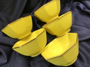5 FITZ & FLOYD PAVILLON yellow OCTAGONAL BOWLS never used! EXCELLENT! - Picture 1 of 7