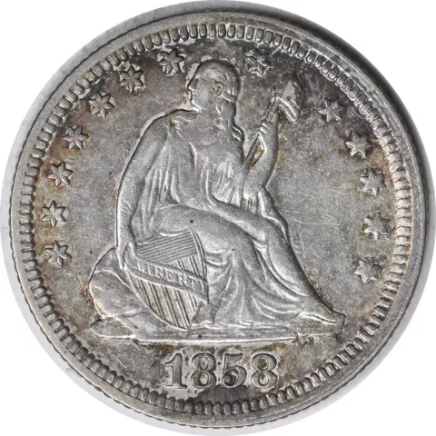 1858 Liberty Seated Quarter AU Uncertified #215 Cover