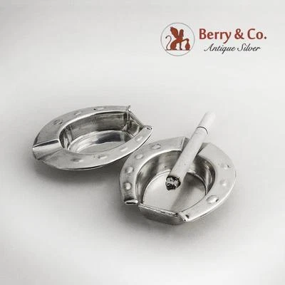 Par de ceniceros figurativos de herradura de plata de ley México 1960 Foto 1 de 4