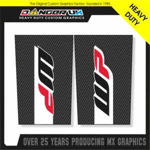 MOTOCROSS MX 65cc UPPER FORK GRAPHICS DECALS WP CARBON FIBRE LOOK - Picture 1 of 1