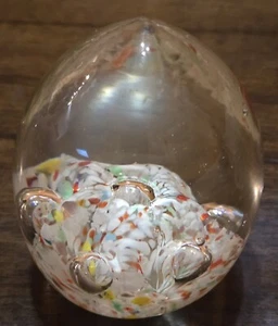 3" Vintage Ucagco Japan Art Glass Egg Paperweight Colorful Yellow Red  Green  - Picture 1 of 7