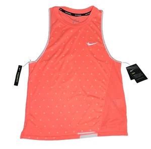 Nike Dri Fit Running Tank Top Damen M Star Print Mesh Einsatz Neon Peach Neu mit Etikett - Bild 1 von 15