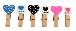 Pliers To Dryer Wooden Hearts Multicolored 3,5 CM 12 Pieces - Picture 1 of 1