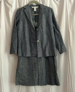 Max Studio Women's Blue Linen Blend 2-Piece Blazer Skirt Set, Size 8 - Picture 1 of 15