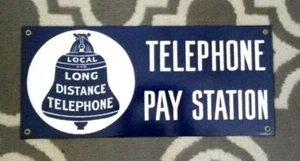 PAY TELEPHONE STATION PORCELAIN COAT SIGN HOME OFFICE DECOR - Picture 1 of 1