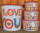 TUPPERWARE Vintage I Love You One Touch canister SET w/lids STRIPES RED EUC! HTF