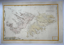 MALOUINES & FALKLAND ISLANDS 1850 (1874) VERY LARGE ANTIQUE SEA CHART