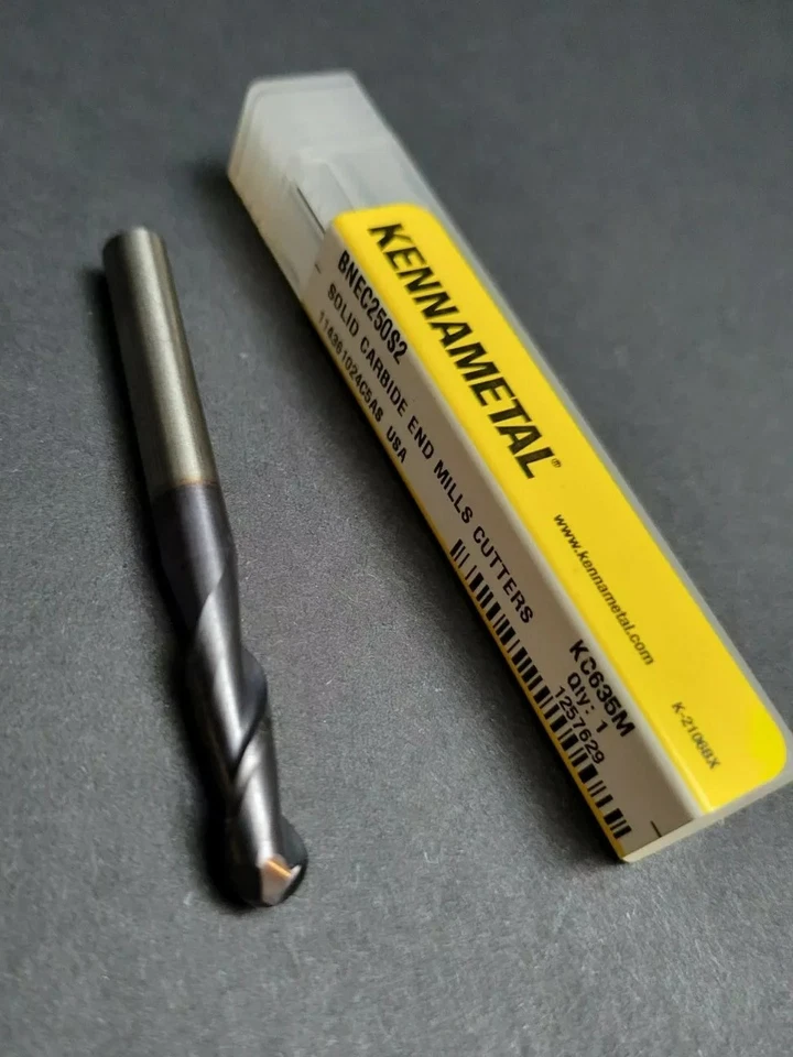 Kennametal 1191659 1/4" Solid Carbide Ball Nose End Mill BNEC250S2 2-1/2' OAL