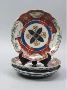 Set of 3 ANTQ Japanese MEIJI Period IMARI Hand Painted Bowls Fuki Chosun Mark 3 - Picture 1 of 16