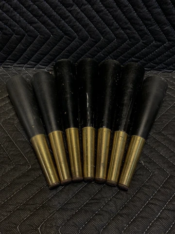 7 VINTAGE MID CENTURY MODERN TAPERED FURNITURE LEGS w/ BRASS FEET Cover
