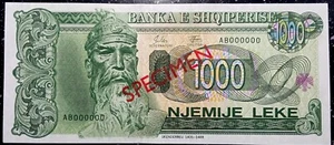 Albania Banknotes 1994 1000 Lek SPECIMEN UNC - Picture 1 of 2