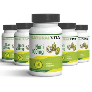 5 NONI MORINDA 500mg CITRIFOLIA, IMMUNE 300 caps natural 100%, moringa, juice - Picture 1 of 6
