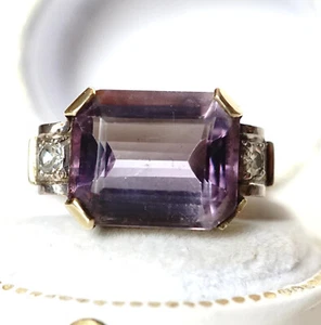 Aniker Art Deco Ring aus 333/000 Gelbgold mit Amethyst + Diamanten B4032 - Bild 1 von 10