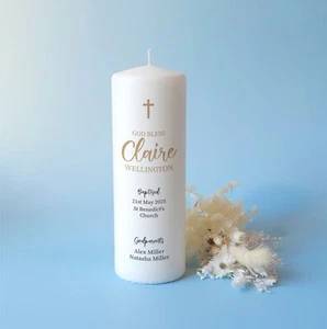 Personalised Baptism Candle Godparents Baptism Christening Gift - Picture 1 of 1