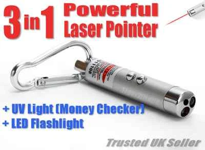 TIGERZILLA 3in1 Mini Laser Pointer Pens+LED Torch+Money Checker Cat Dog Toys