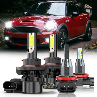 Kit de 4 bombillas LED altas/bajas + luces antiniebla 6000K para Mini Cooper 2009-2017 Foto 1 de 4