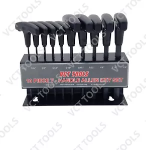 10pc VCT T-HANDLE HEX ALLEN KEY WRENCH SET SAE 3/32" - 3/8" W/ Holder - Picture 1 of 5
