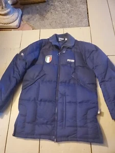 Vintage Puma Italia Down Jacket Sz. M 3 Star Puffer Bench Soccer - Picture 1 of 16